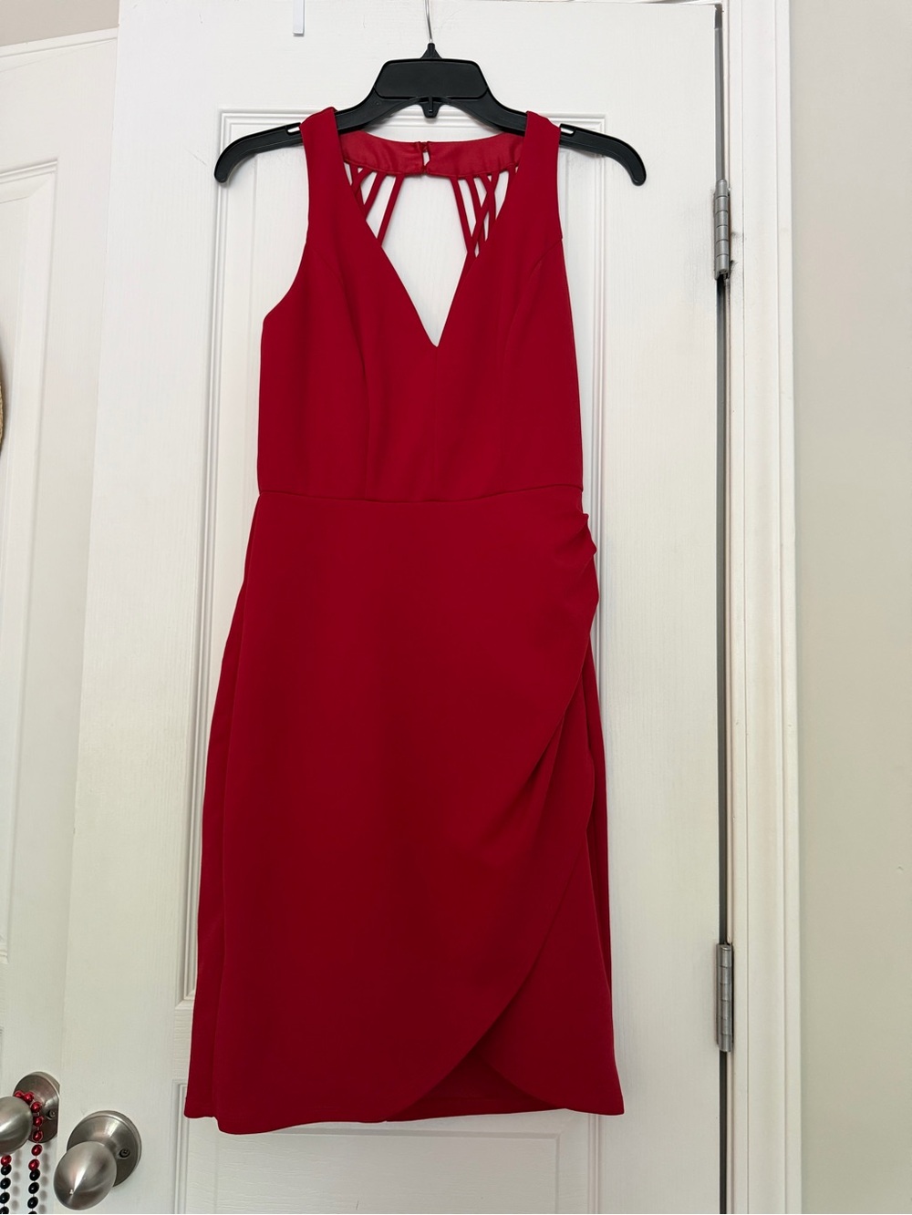 Red Crystal Doll semi-formal dress with cutout strappy back detail, size 7